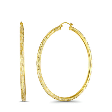 Solid 14K Yellow Gold 3mm Thickness DC Hoop Earrings